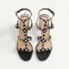 Sandale cu baretă la gleznă Rockstud din piele de vițel 60 mm