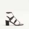 Sandale cu baretă la gleznă Rockstud din piele de vițel 60 mm