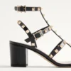 Sandale cu baretă la gleznă Rockstud din piele de vițel 60 mm