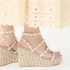 Sandale cu platformă din piele de vițel Rockstud cu curele 95 mm Sandale cu platformă din piele de vițel Rockstud cu curele 95 mm