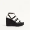 Sandale cu platformă și curea la gleznă Rockstud din piele de vițel 95 mm Sandale cu platformă și curea la gleznă Rockstud din piele de vițel 95 mm