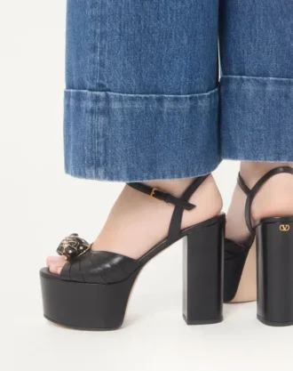 Sandale cu platformă Panthea din piele de capră 125 mm