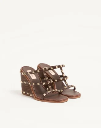 Sandale cu platformă Rockstud din piele de vițel cu broderie Cornely 100 mm