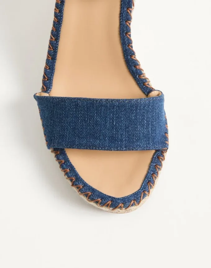 Sandale cu talpă dublă Rockstud din denim 105 mm Sandale cu talpă dublă Rockstud din denim 105 mm