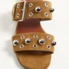 Sandale cu talpă plată din piele crusta Nellcôte Sandale cu talpă plată din piele crusta Nellcôte
