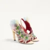 Sandale Dans Le Foyer din țesătură moiré cu broderie florală și pene 105 mm Sandale Dans Le Foyer din țesătură moiré cu broderie florală și pene 105 mm