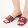 Sandale din denim Vlogo Signature cu broderie Cherryfic 20 mm Sandale din denim Vlogo Signature cu broderie Cherryfic 20 mm