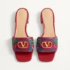 Sandale din denim Vlogo Signature cu broderie Cherryfic 20 mm Sandale din denim Vlogo Signature cu broderie Cherryfic 20 mm