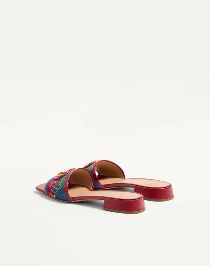 Sandale din denim Vlogo Signature cu broderie Cherryfic 20 mm Sandale din denim Vlogo Signature cu broderie Cherryfic 20 mm