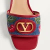 Sandale din denim Vlogo Signature cu broderie Cherryfic 20 mm Sandale din denim Vlogo Signature cu broderie Cherryfic 20 mm
