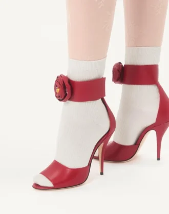 Sandale Drip Rose din piele de capră cu cristale 105 mm