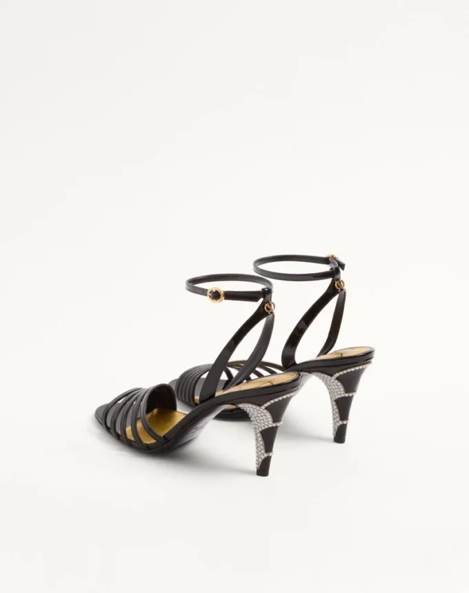 Sandale Ladycrush din piele lăcuită cu cristale 85 mm Sandale Ladycrush din piele lăcuită cu cristale 85 mm