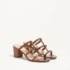 Sandale Rockstud din piele de vițel metalizată 60 mm