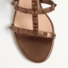 Sandale Rockstud din piele de vițel metalizată 60 mm