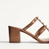 Sandale Rockstud din piele de vițel metalizată 60 mm