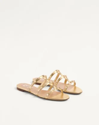 Sandale Rockstud din piele nappa laminată