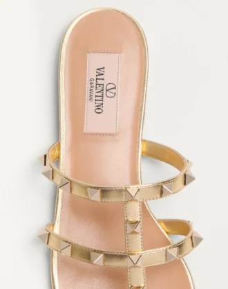 Sandale Rockstud din piele nappa laminată