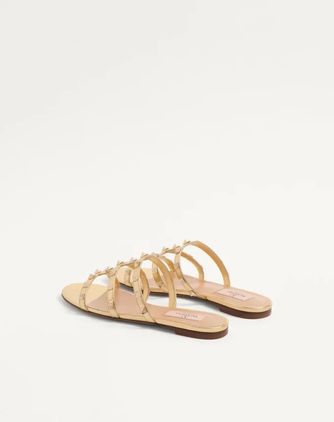 Sandale Rockstud din piele nappa laminată