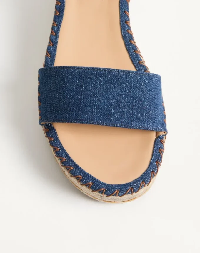 Sandale Rockstud Double Flatform din denim 55 mm Sandale Rockstud Double Flatform din denim 55 mm