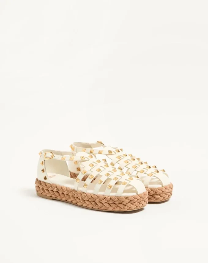 Sandale Rockstud Fishermen din piele de vițel 30 mm Sandale Rockstud Fishermen din piele de vițel 30 mm