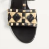 Sandale Rockstud Slide cu broderie din rafie în carouri