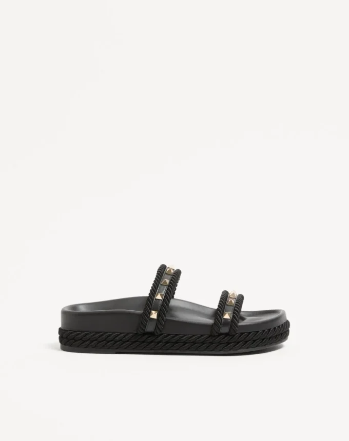 Sandale Rockstud Slide din piele de vițel 20 mm
