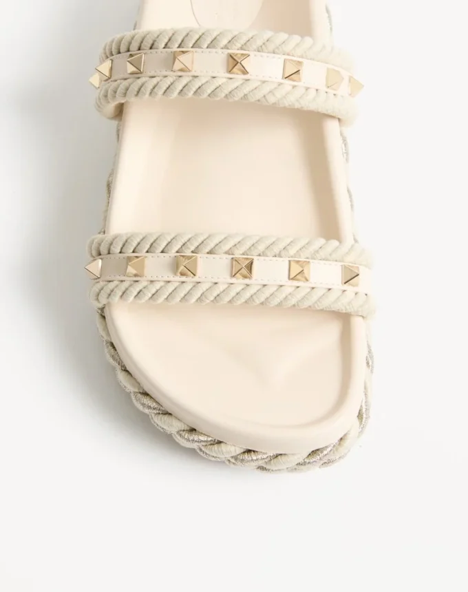 Sandale Rockstud Slide din piele de vițel 20 mm