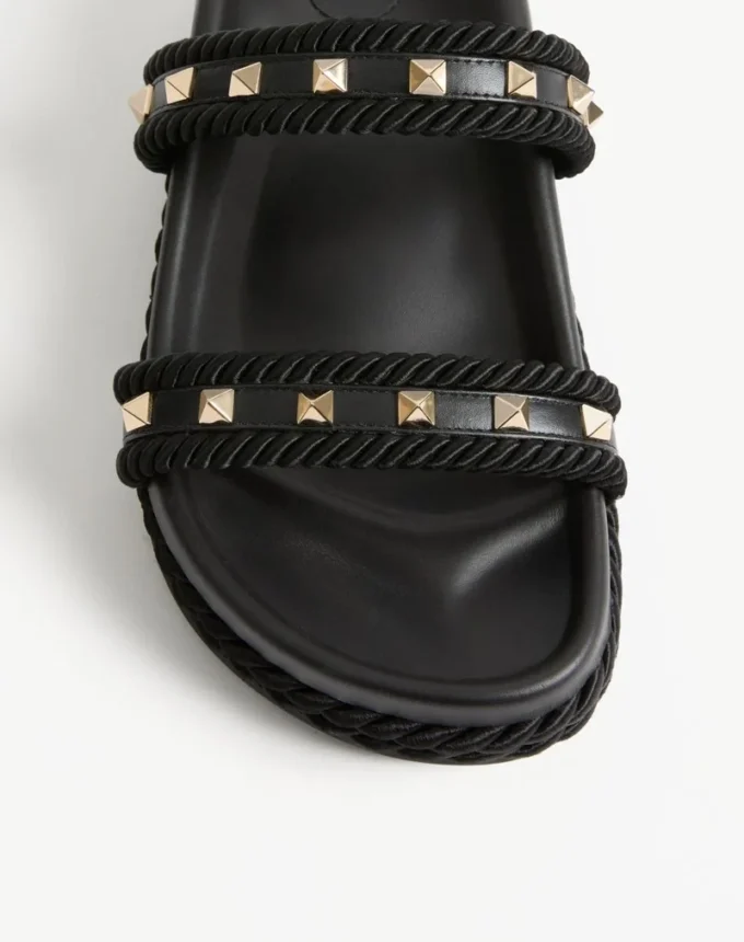 Sandale Rockstud Slide din piele de vițel 20 mm