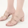 Sandale Rockstud Slide din piele nappa laminată 60 mm