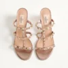 Sandale Rockstud Slide din piele nappa laminată 60 mm