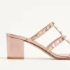 Sandale Rockstud Slide din piele nappa laminată 60 mm