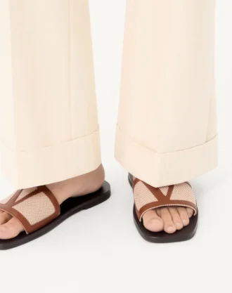 Sandale Viva Superstar Slide din pânză și piele nappa Sandale Viva Superstar Slide din pânză și piele nappa