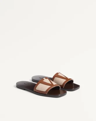 Sandale Viva Superstar Slide din pânză și piele nappa Sandale Viva Superstar Slide din pânză și piele nappa