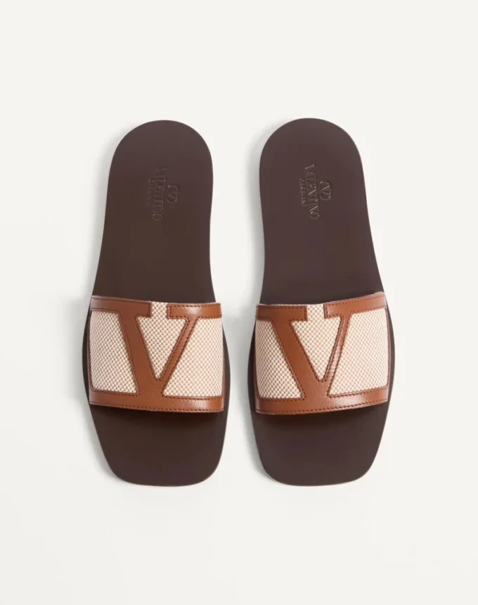 Sandale Viva Superstar Slide din pânză și piele nappa