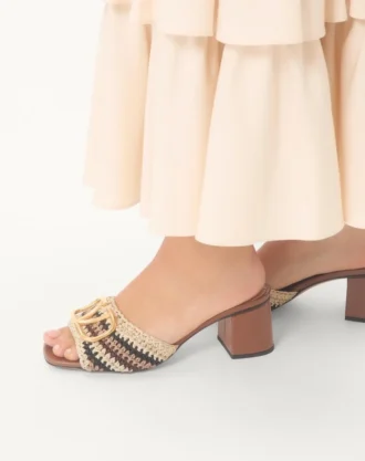 Sandale Vlogo Signature Slide cu broderie croșetată 60 mm