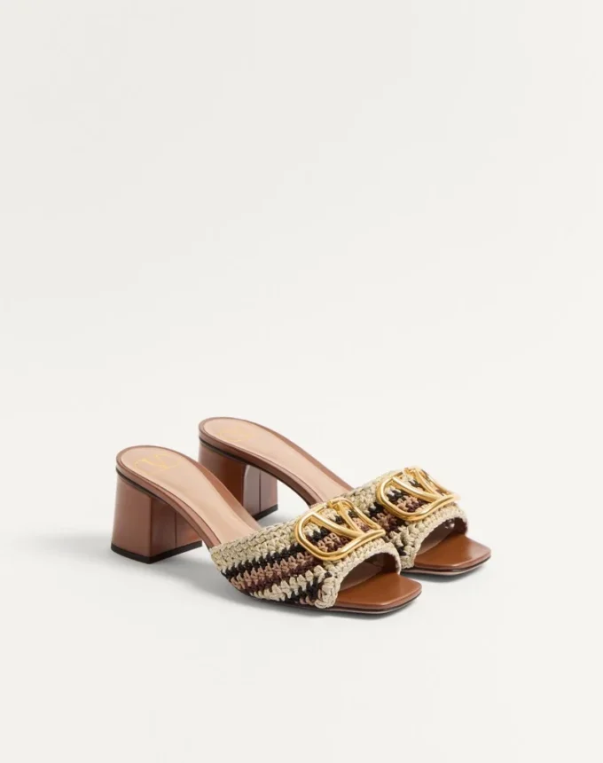 Sandale Vlogo Signature Slide cu broderie croșetată 60 mm Sandale Vlogo Signature Slide cu broderie croșetată 60 mm