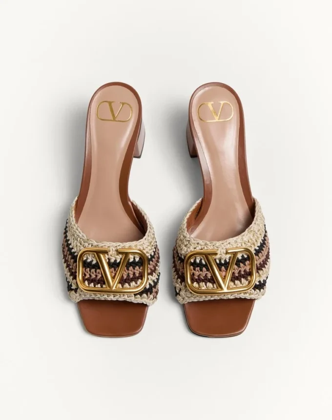 Sandale Vlogo Signature Slide cu broderie croșetată 60 mm Sandale Vlogo Signature Slide cu broderie croșetată 60 mm