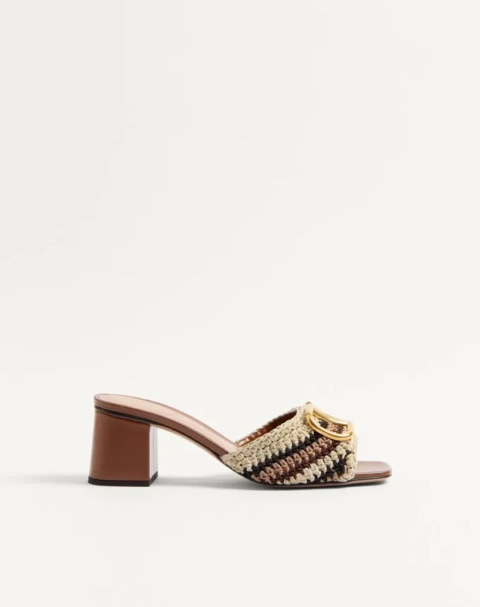 Sandale Vlogo Signature Slide cu broderie croșetată 60 mm Sandale Vlogo Signature Slide cu broderie croșetată 60 mm