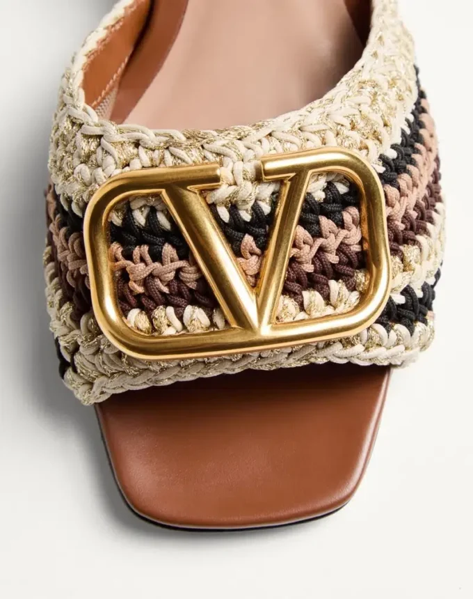 Sandale Vlogo Signature Slide cu broderie croșetată 60 mm Sandale Vlogo Signature Slide cu broderie croșetată 60 mm