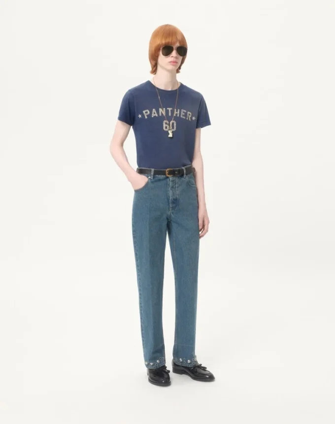 Tricou din bumbac cu imprimeu și patch Chez Valentino Tricou din bumbac cu imprimeu și patch Chez Valentino