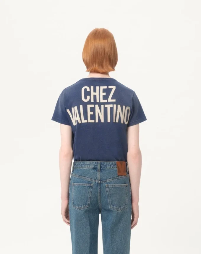 Tricou din bumbac cu imprimeu și patch Chez Valentino Tricou din bumbac cu imprimeu și patch Chez Valentino