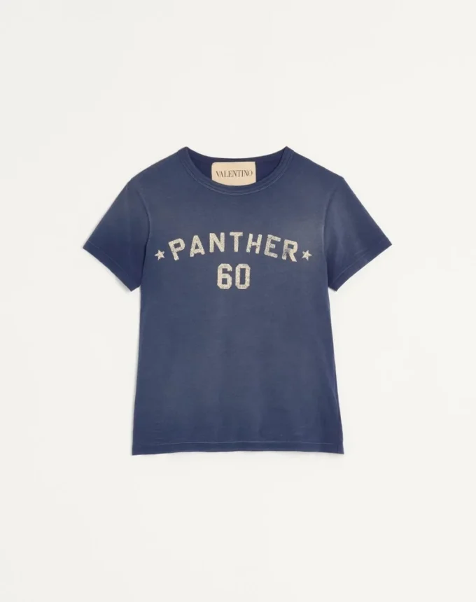 Tricou din bumbac cu imprimeu și patch Chez Valentino Tricou din bumbac cu imprimeu și patch Chez Valentino