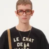 Tricou din bumbac cu imprimeu Le Chat De La Maison Tricou din bumbac cu imprimeu Le Chat De La Maison