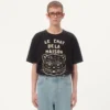 Tricou din bumbac cu imprimeu Le Chat De La Maison Tricou din bumbac cu imprimeu Le Chat De La Maison