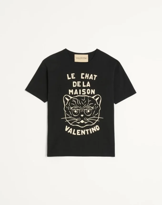 Tricou din bumbac cu imprimeu Le Chat De La Maison Tricou din bumbac cu imprimeu Le Chat De La Maison