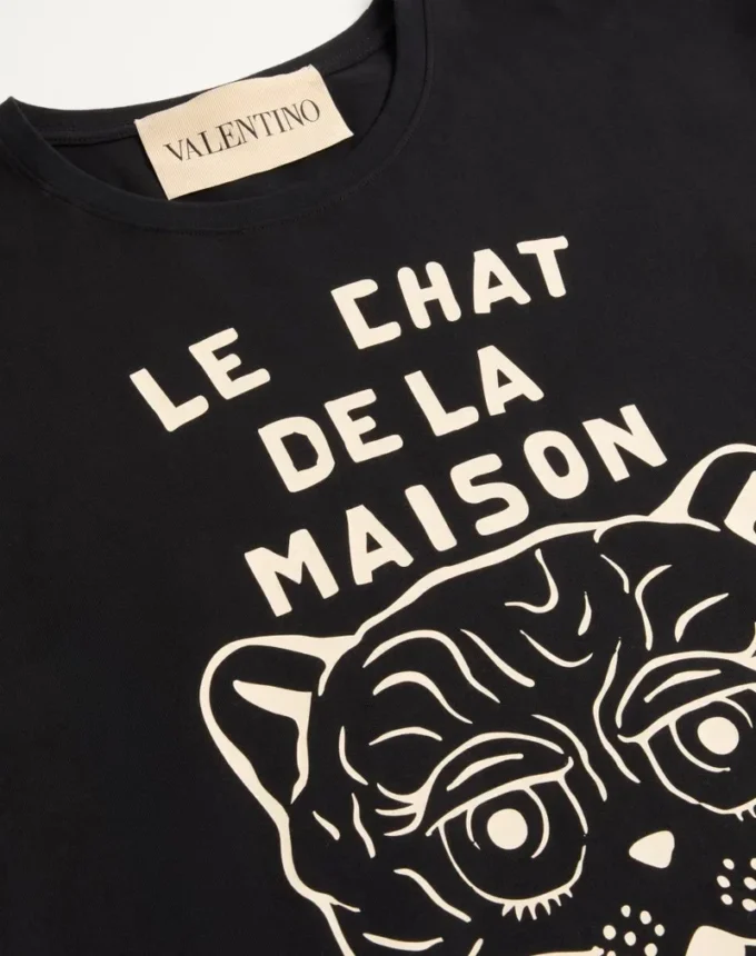 Tricou din bumbac cu imprimeu Le Chat De La Maison Tricou din bumbac cu imprimeu Le Chat De La Maison
