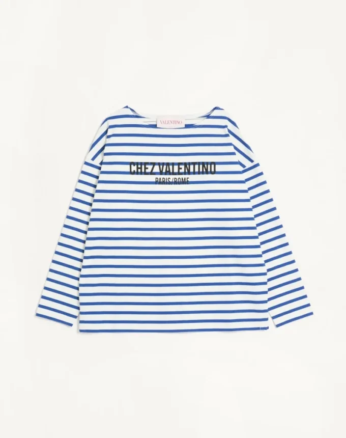 Tricou din bumbac cu mâneci lungi și imprimeu Chez Valentino Tricou din bumbac cu mâneci lungi și imprimeu Chez Valentino