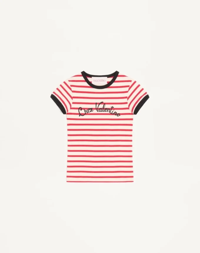Tricou din bumbac jersey cu dungi Tricou din bumbac jersey cu dungi
