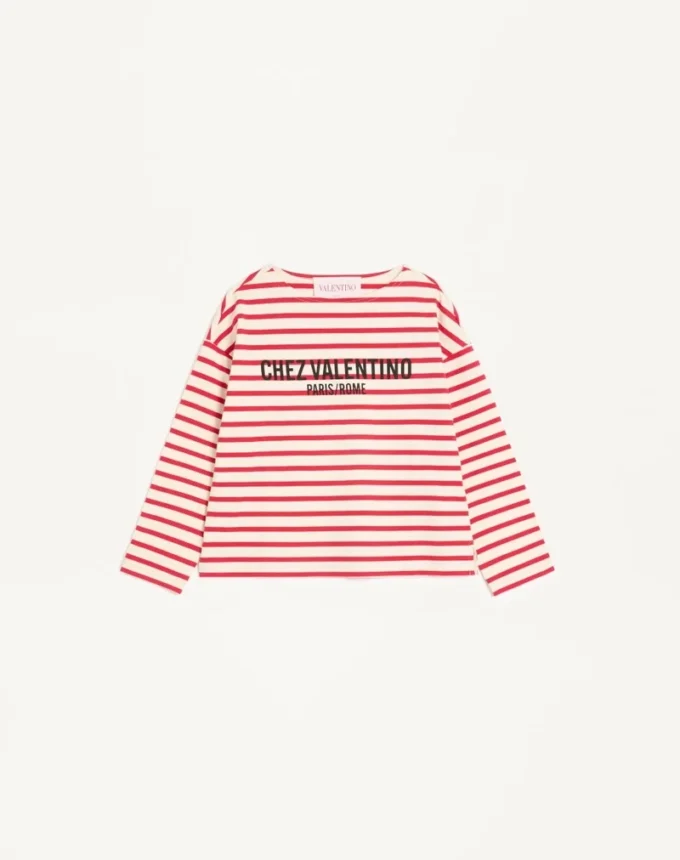 Tricou din bumbac jersey cu dungi Tricou din bumbac jersey cu dungi