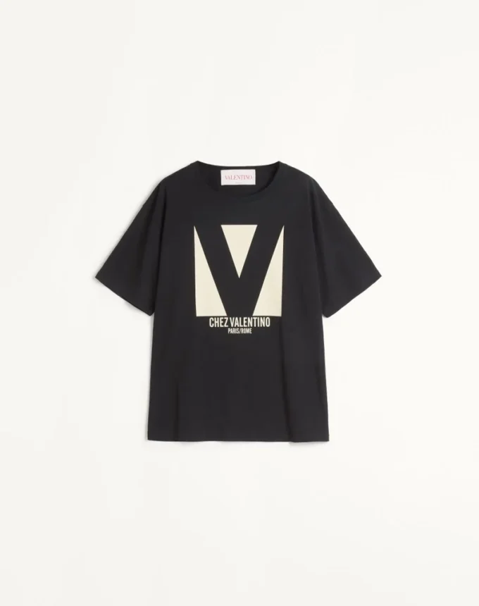 Tricou din bumbac jersey cu imprimeu Chez Valentino Tricou din bumbac jersey cu imprimeu Chez Valentino